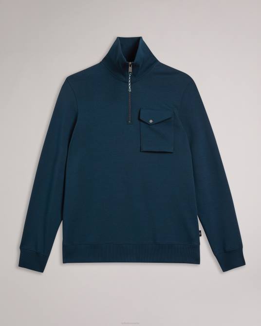 Ted Baker hombres 2ZFP1289 ropa jersey ecos con media cremallera y cuello alzado Armada