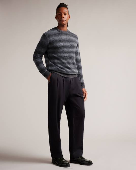 Ted Baker hombres 2ZFP1291 ropa Jersey abulti de corte estándar a rayas gris claro