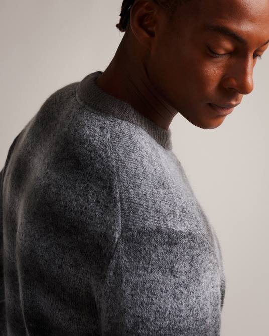 Ted Baker hombres 2ZFP1291 ropa Jersey abulti de corte estándar a rayas gris claro