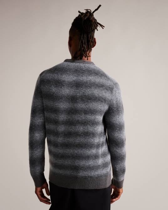 Ted Baker hombres 2ZFP1291 ropa Jersey abulti de corte estándar a rayas gris claro