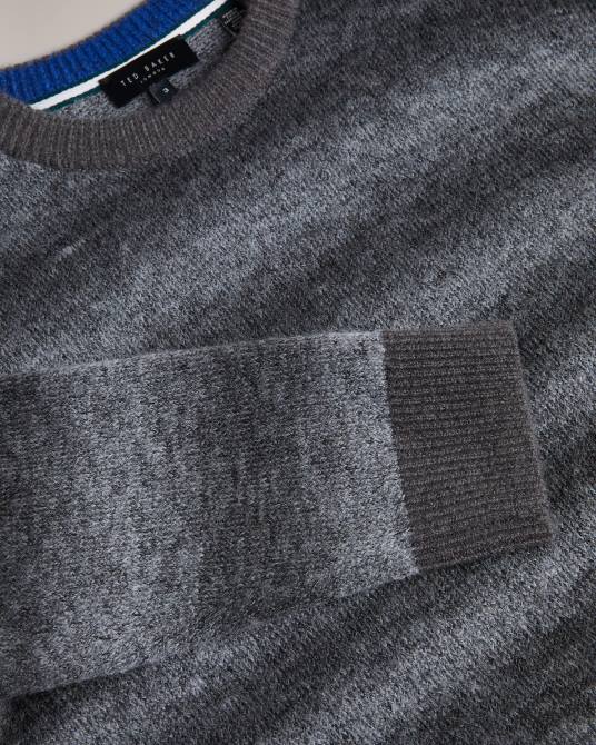 Ted Baker hombres 2ZFP1291 ropa Jersey abulti de corte estándar a rayas gris claro