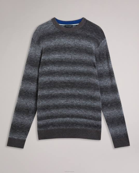 Ted Baker hombres 2ZFP1291 ropa Jersey abulti de corte estándar a rayas gris claro