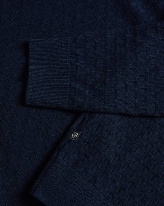 Ted Baker hombres 2ZFP1309 ropa Jersey Dartell de manga larga con cuello redondo y costuras en T Armada