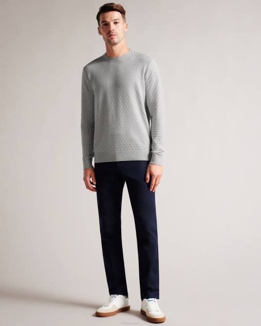 Ted Baker hombres 2ZFP1490 ropa Jersey Dartell de manga larga con cuello redondo y costuras en T gris claro