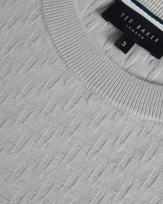 Ted Baker hombres 2ZFP1490 ropa Jersey Dartell de manga larga con cuello redondo y costuras en T gris claro