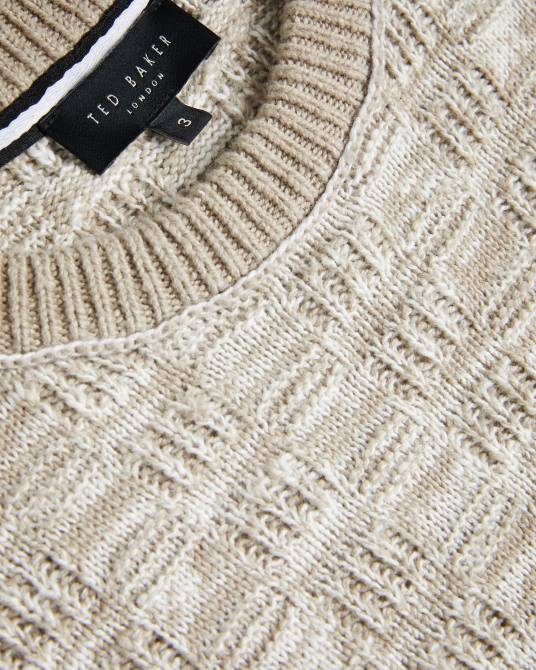 Ted Baker hombres 2ZFP1518 ropa kriskro jersey texturizado de manga larga blanco