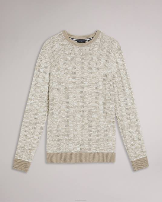 Ted Baker hombres 2ZFP1518 ropa kriskro jersey texturizado de manga larga blanco