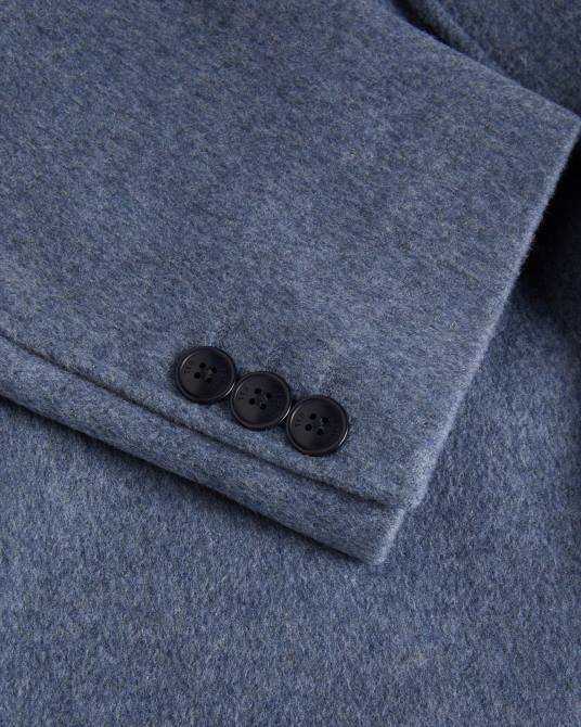 Ted Baker hombres 2ZFP1285 ropa abrigo de pura lana raydon con botonadura simple azul medio