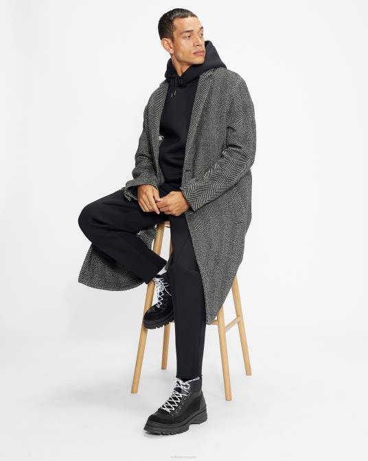 Ted Baker hombres 2ZFP1674 ropa abrigo travers con tejido de espiga negro