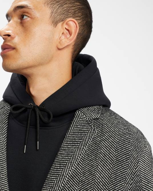 Ted Baker hombres 2ZFP1674 ropa abrigo travers con tejido de espiga negro