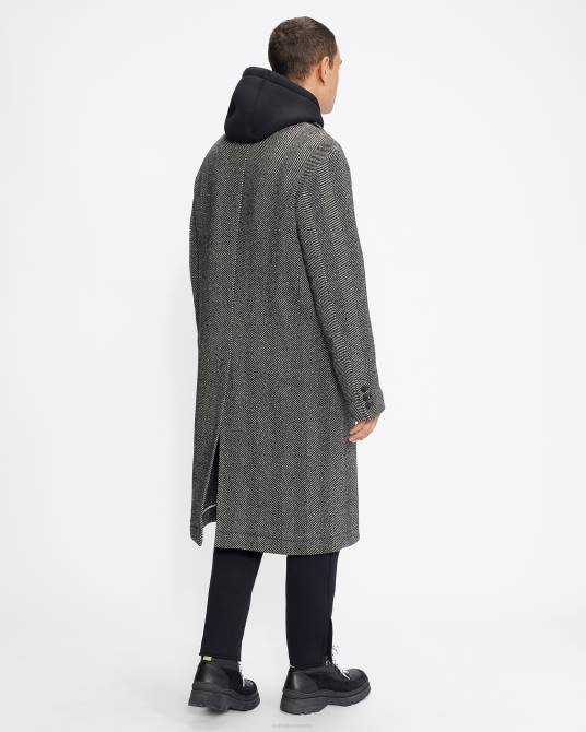 Ted Baker hombres 2ZFP1674 ropa abrigo travers con tejido de espiga negro