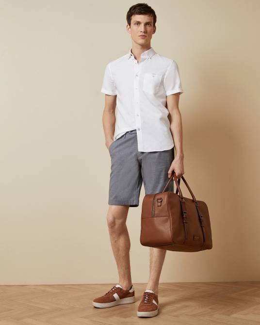 Ted Baker hombres 2ZFP1724 ropa shorts cortos semi lisos de algodón azul