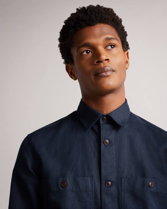 Ted Baker hombres 2ZFP1638 ropa chaqueta harrington de manga larga amoret Armada