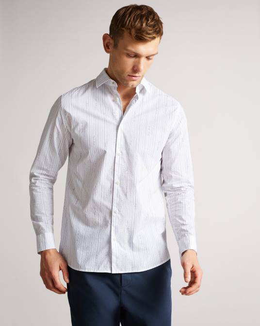 Ted Baker hombres 2ZFP1647 ropa camisa a rayas hadlo púrpura
