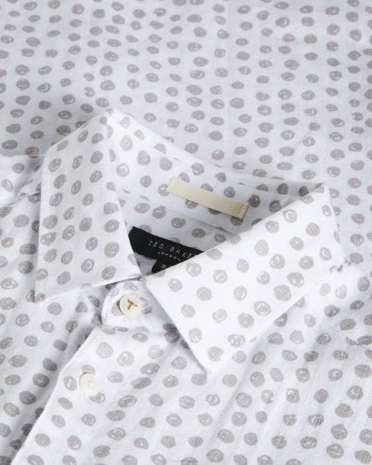 Ted Baker hombres 2ZFP1652 ropa camisa aillon de manga larga con estampado de lunares gris