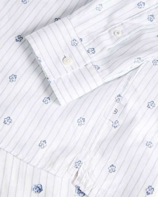Ted Baker hombres 2ZFP1653 ropa camisa cupé con flores y rayas de Marshes ls blanco