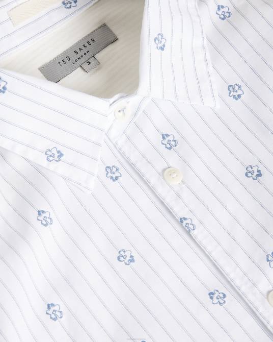 Ted Baker hombres 2ZFP1653 ropa camisa cupé con flores y rayas de Marshes ls blanco