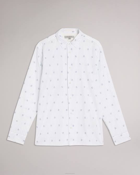 Ted Baker hombres 2ZFP1653 ropa camisa cupé con flores y rayas de Marshes ls blanco