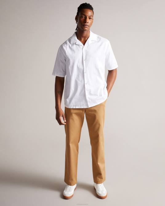 Ted Baker hombres 2ZFP1666 ropa camisa homelea de manga corta con estampado floral en jacquard blanco