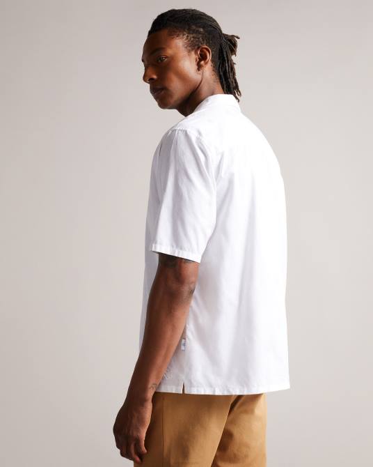 Ted Baker hombres 2ZFP1666 ropa camisa homelea de manga corta con estampado floral en jacquard blanco