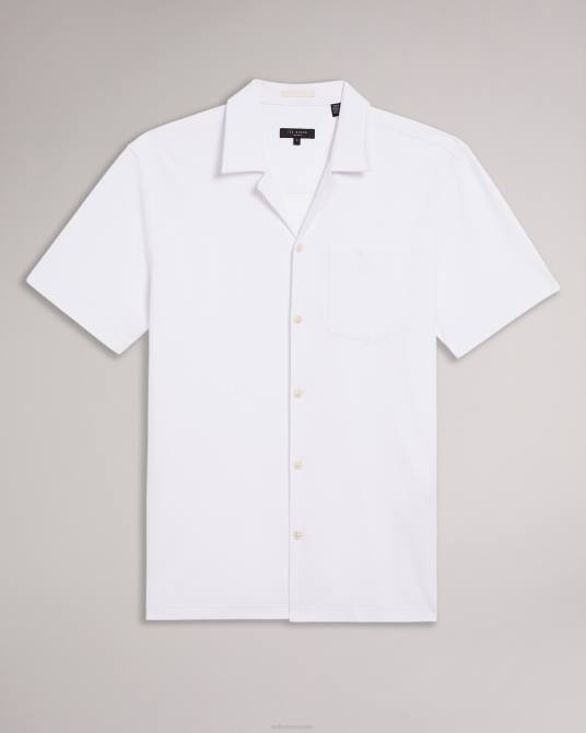 Ted Baker hombres 2ZFP1666 ropa camisa homelea de manga corta con estampado floral en jacquard blanco