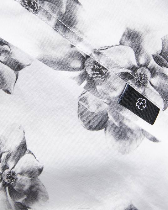 Ted Baker hombres 2ZFP1675 ropa milhill ls camisa con estampado fotográfico de magnolia blanco