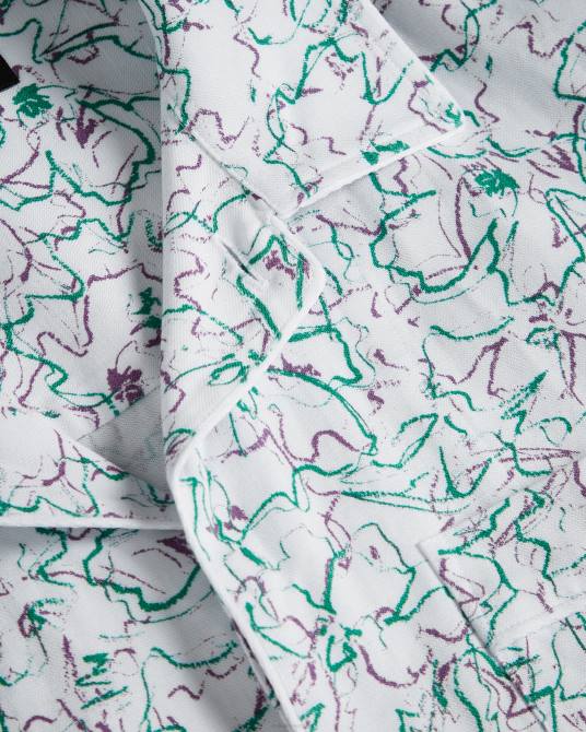 Ted Baker hombres 2ZFP1677 ropa camisa bartlet de manga corta con estampado de reverencias blanco