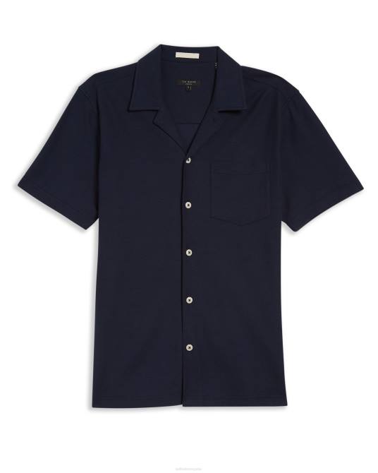 Ted Baker hombres 2ZFP1687 ropa camisa chatley de piqué de punto de manga corta Armada