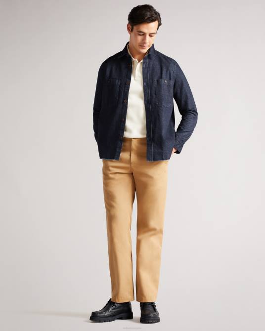 Ted Baker hombres 2ZFP1688 ropa sobrecamisa vaquera de manga larga Enfield azul oscuro
