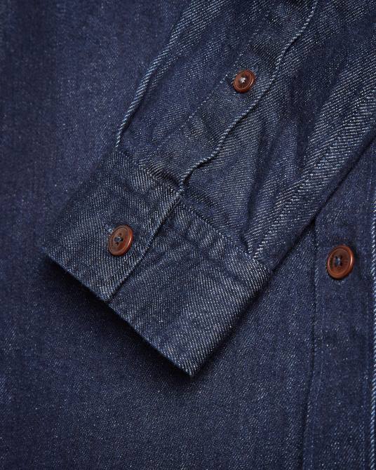 Ted Baker hombres 2ZFP1688 ropa sobrecamisa vaquera de manga larga Enfield azul oscuro