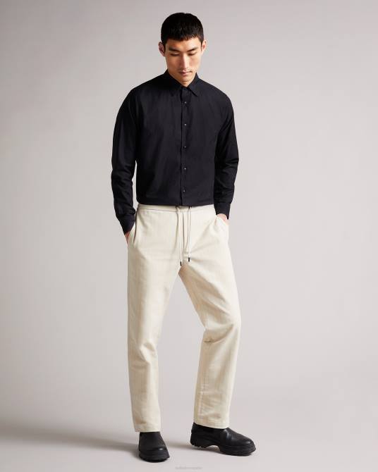 Ted Baker hombres 2ZFP1694 ropa camisa onested LS floral en jacquard negro