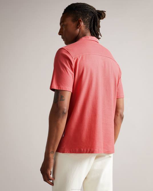 Ted Baker hombres 2ZFP1698 ropa camisa chatley de piqué de punto de manga corta rosa