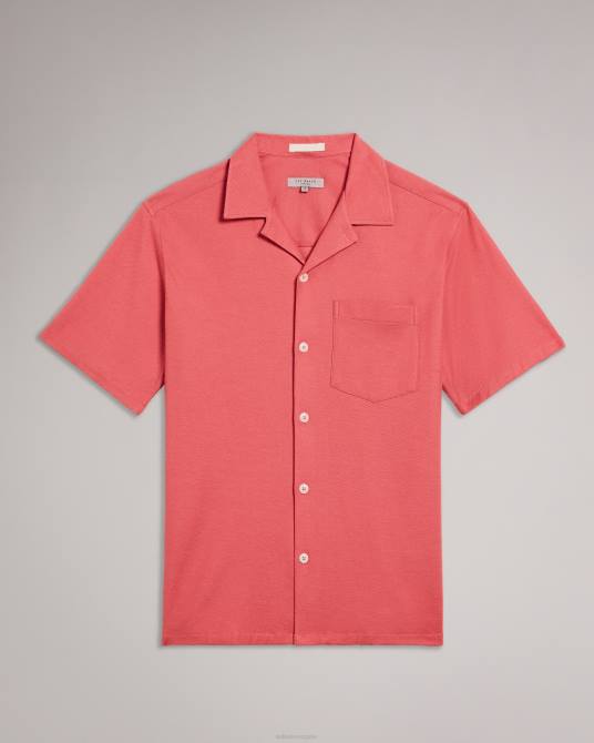 Ted Baker hombres 2ZFP1698 ropa camisa chatley de piqué de punto de manga corta rosa