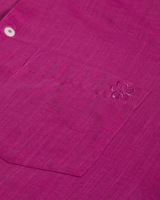 Ted Baker hombres 2ZFP1716 ropa observación camisa de lino de manga larga Morado oscuro