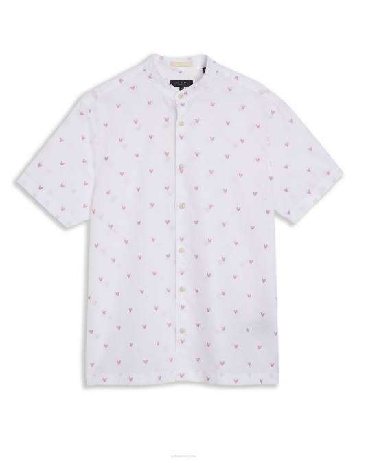 Ted Baker hombres 2ZFP1726 ropa Camisa cupé de manga corta con cuello mao Lainney rosa