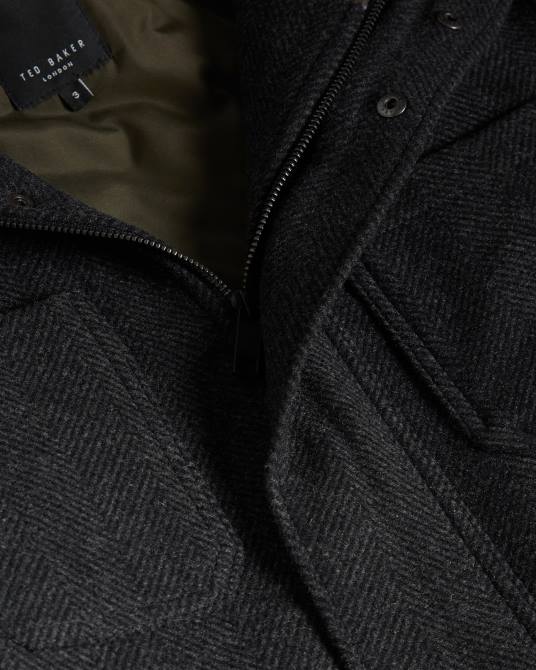 Ted Baker hombres 2ZFP1662 ropa abrigo traks con cuello alzado y bolsillos gris
