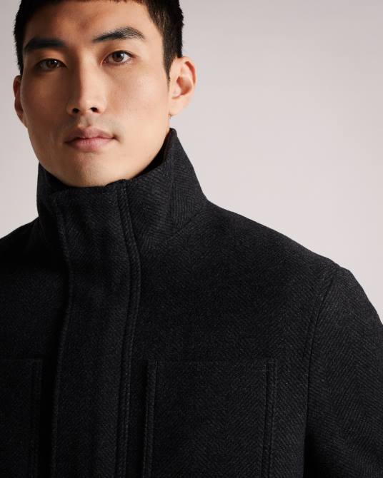 Ted Baker hombres 2ZFP1662 ropa abrigo traks con cuello alzado y bolsillos gris