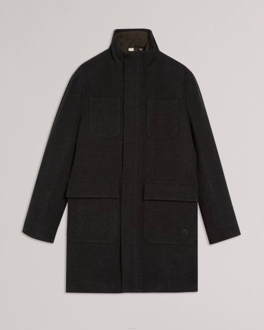 Ted Baker hombres 2ZFP1662 ropa abrigo traks con cuello alzado y bolsillos gris