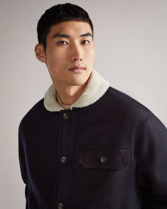 Ted Baker hombres 2ZFP1667 ropa chaqueta de lana unida jansky Armada