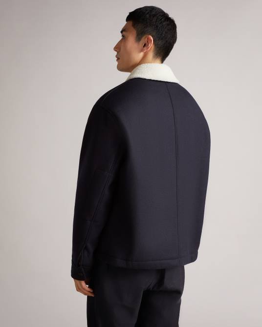 Ted Baker hombres 2ZFP1667 ropa chaqueta de lana unida jansky Armada