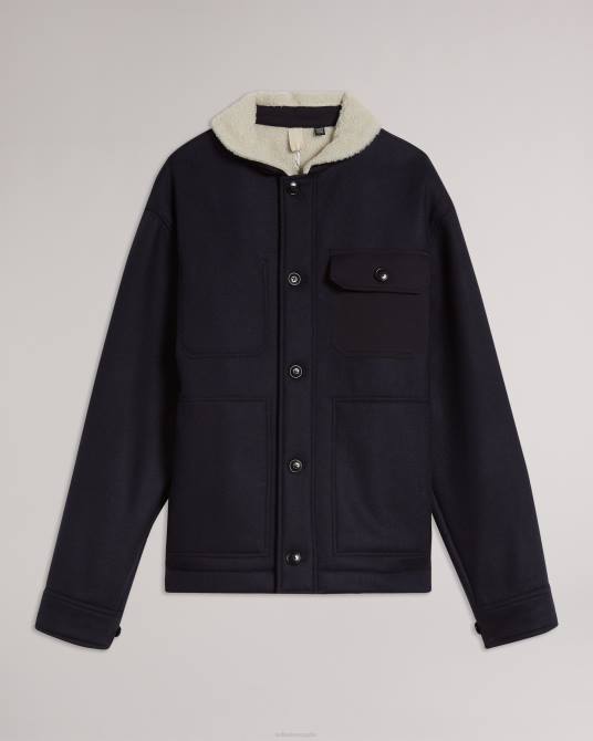 Ted Baker hombres 2ZFP1667 ropa chaqueta de lana unida jansky Armada