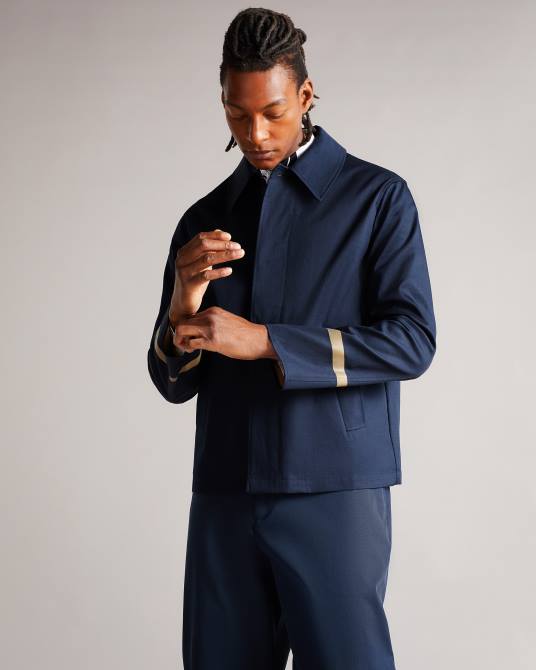 Ted Baker hombres 2ZFP1680 ropa Mac de unión corta eabot azul marino oscuro