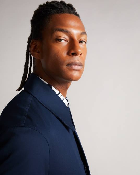 Ted Baker hombres 2ZFP1680 ropa Mac de unión corta eabot azul marino oscuro