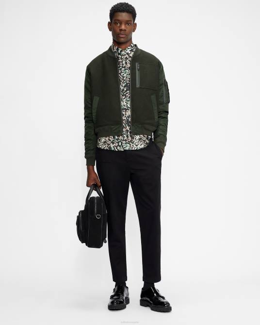 Ted Baker hombres 2ZFP1676 ropa pantalón cónico de sarga cepillada kosmos negro