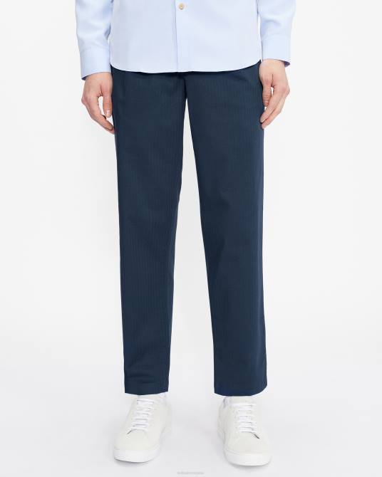 Ted Baker hombres 2ZFP1684 ropa pantalones talkin con diseño de espiga y pliegues Armada