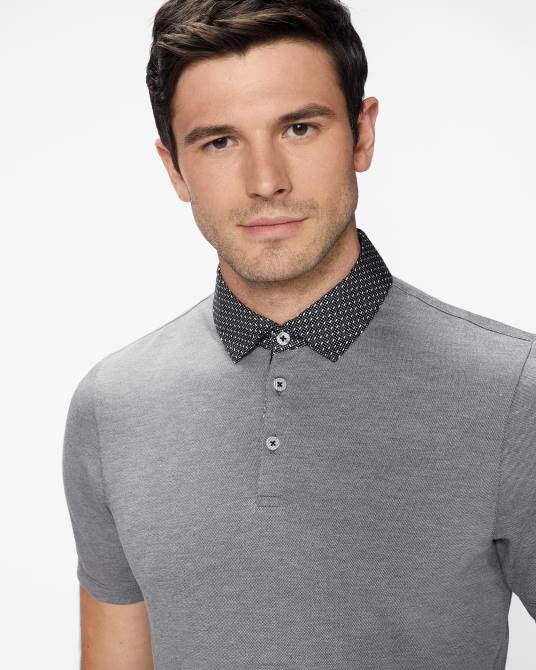 Ted Baker hombres 2ZFP1628 ropa polo frend ss con cuello tejido negro