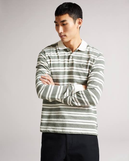 Ted Baker hombres 2ZFP1630 ropa polo a rayas stamhil ls gris