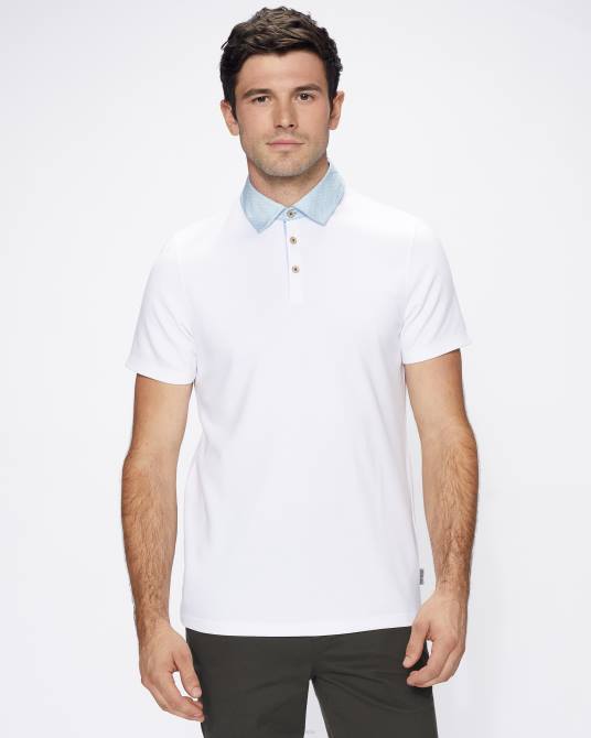 Ted Baker hombres 2ZFP1643 ropa polo frend ss con cuello tejido blanco