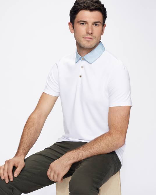 Ted Baker hombres 2ZFP1643 ropa polo frend ss con cuello tejido blanco