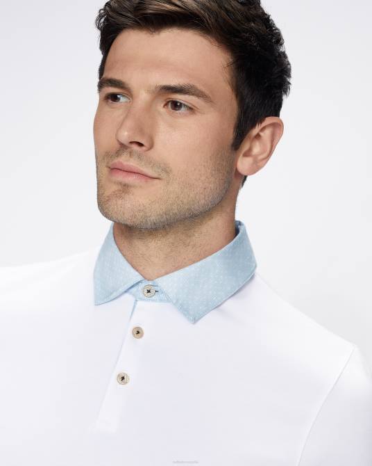 Ted Baker hombres 2ZFP1643 ropa polo frend ss con cuello tejido blanco